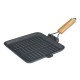 Cast iron grill pan with foldable wooden handle, 24x24 cm | Cast iron grill pan | Cast iron pan |