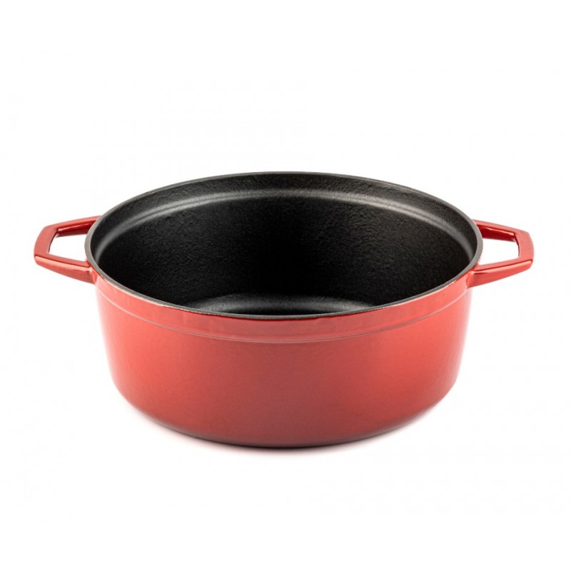 Cast iron deep pot Solagio, Rubin, Ф28 - Red cast iron cookware