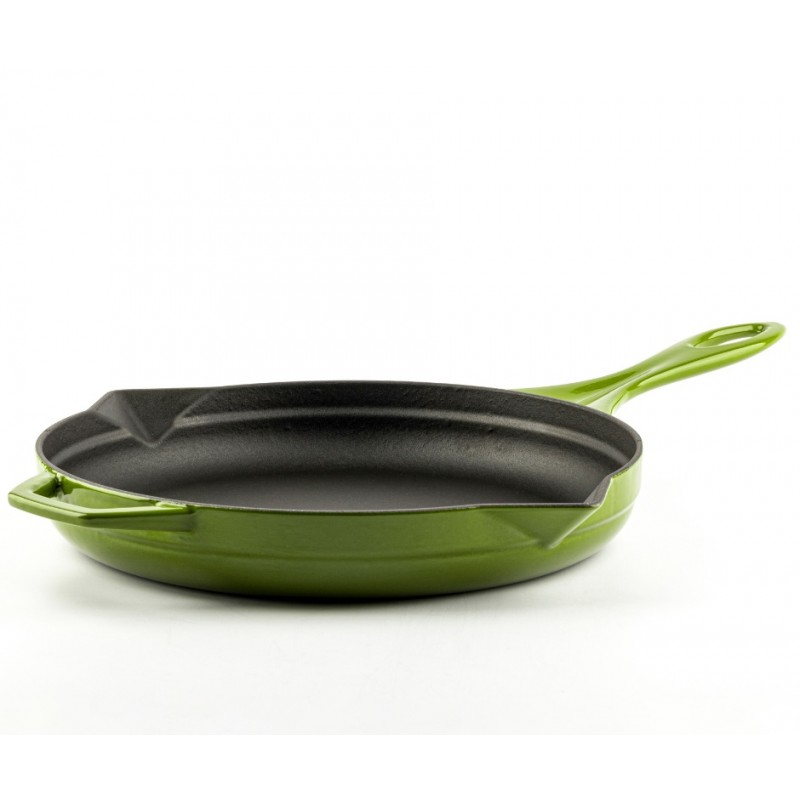 Enameled cast iron pan Hosse, Bamboo, Ф28cm | Flat cast iron pan | Cast iron pan |