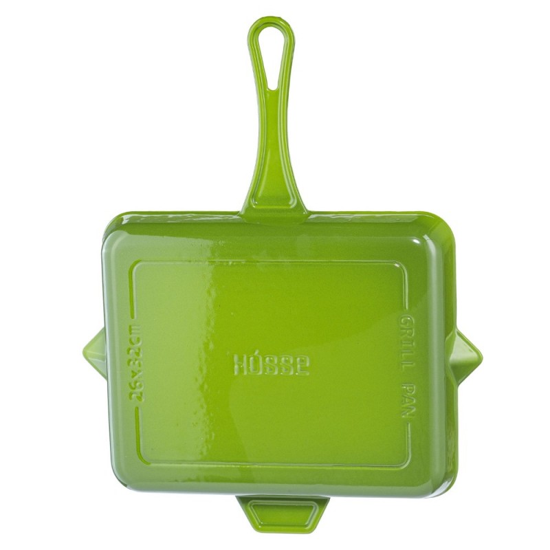 Enameled cast iron pan Hosse, Bamboo, 26x32cm | Flat cast iron pan | Cast iron pan |
