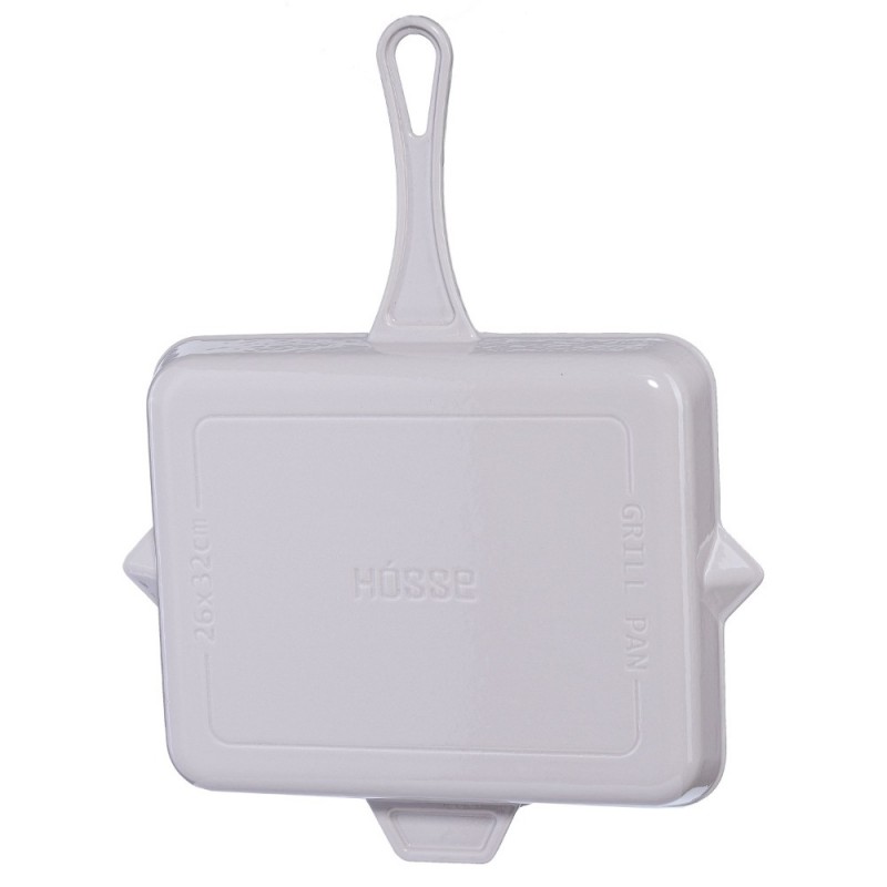 Enameled cast iron pan Hosse, Ivory, 26x32cm | Flat cast iron pan | Cast iron pan |