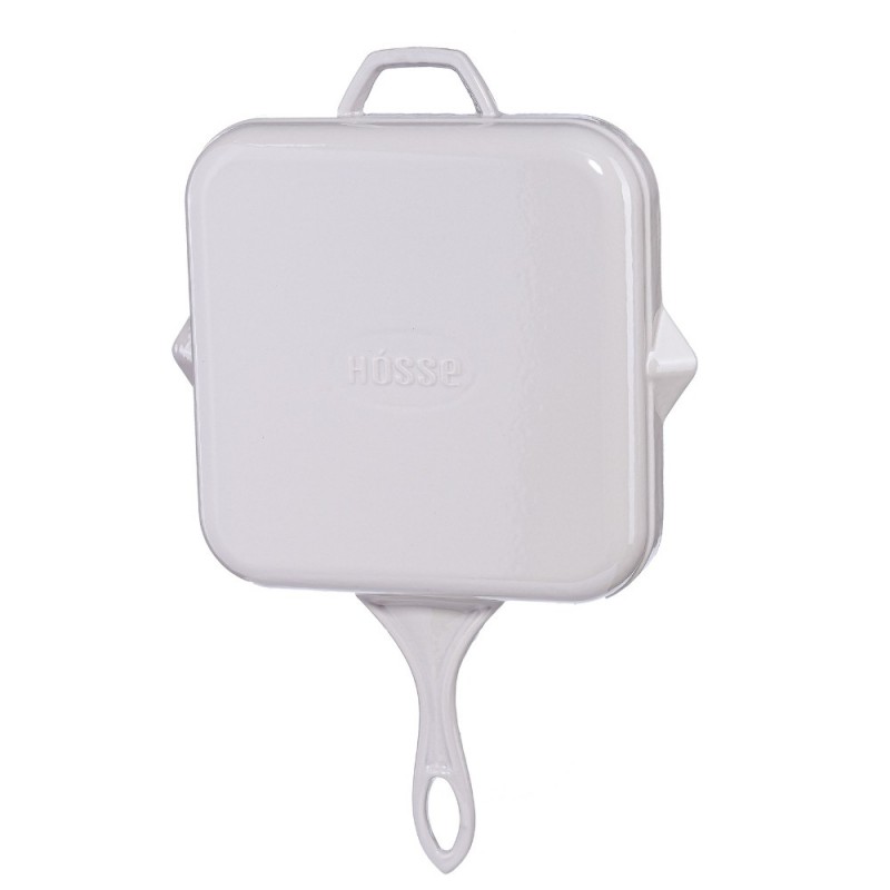Enameled cast iron pan Hosse, Ivory, 28x28cm | Flat cast iron pan | Cast iron pan |