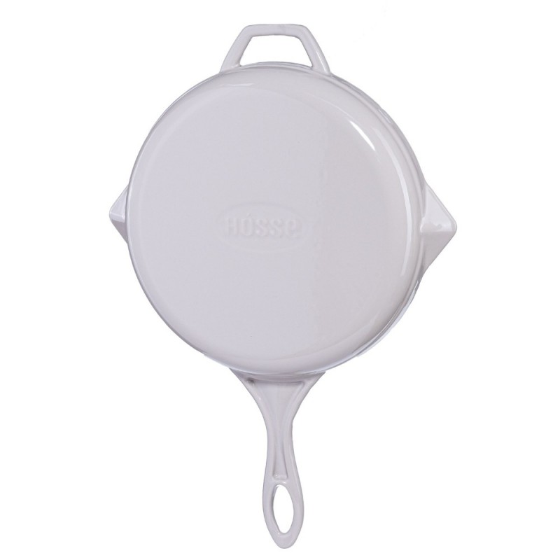 Enameled cast iron pan Hosse, Ivory, Ф28cm | Flat cast iron pan | Cast iron pan |